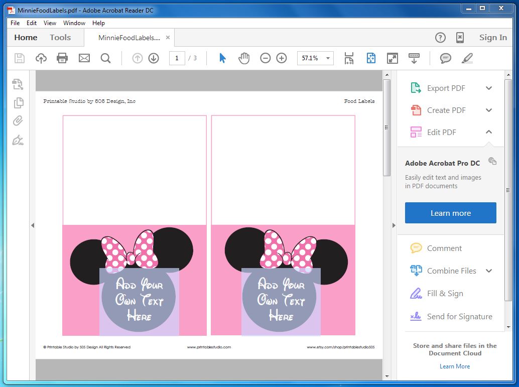 picture Blank Minnie Mouse Food Labels 2