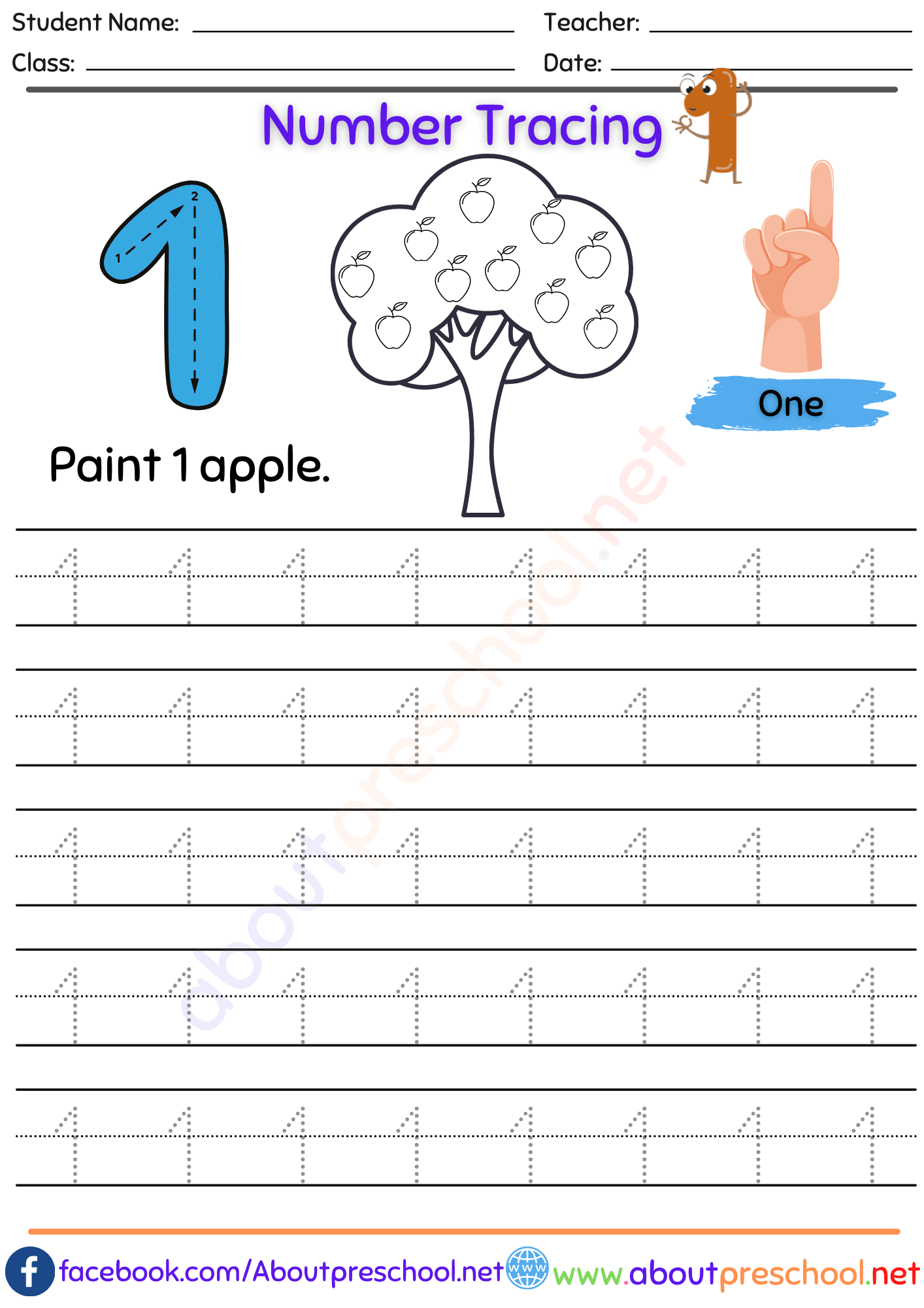 Number 1 tracing
