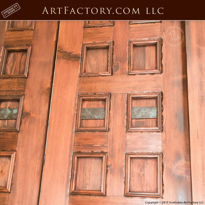 Multi Panel Double Doors Solid Wood With Hand Forged Hardware