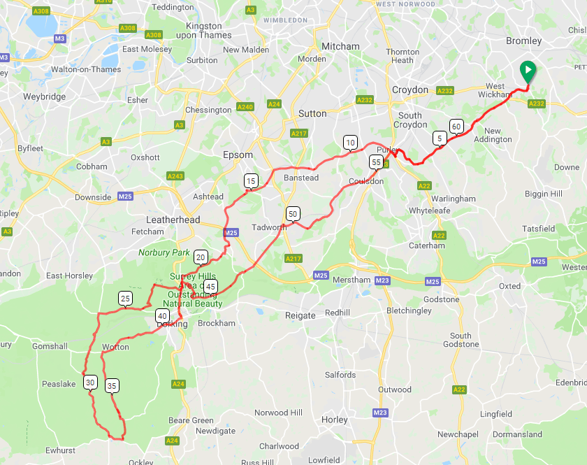 SURREY HILLS ROUTE BigfootCC Surrey Hills Map 