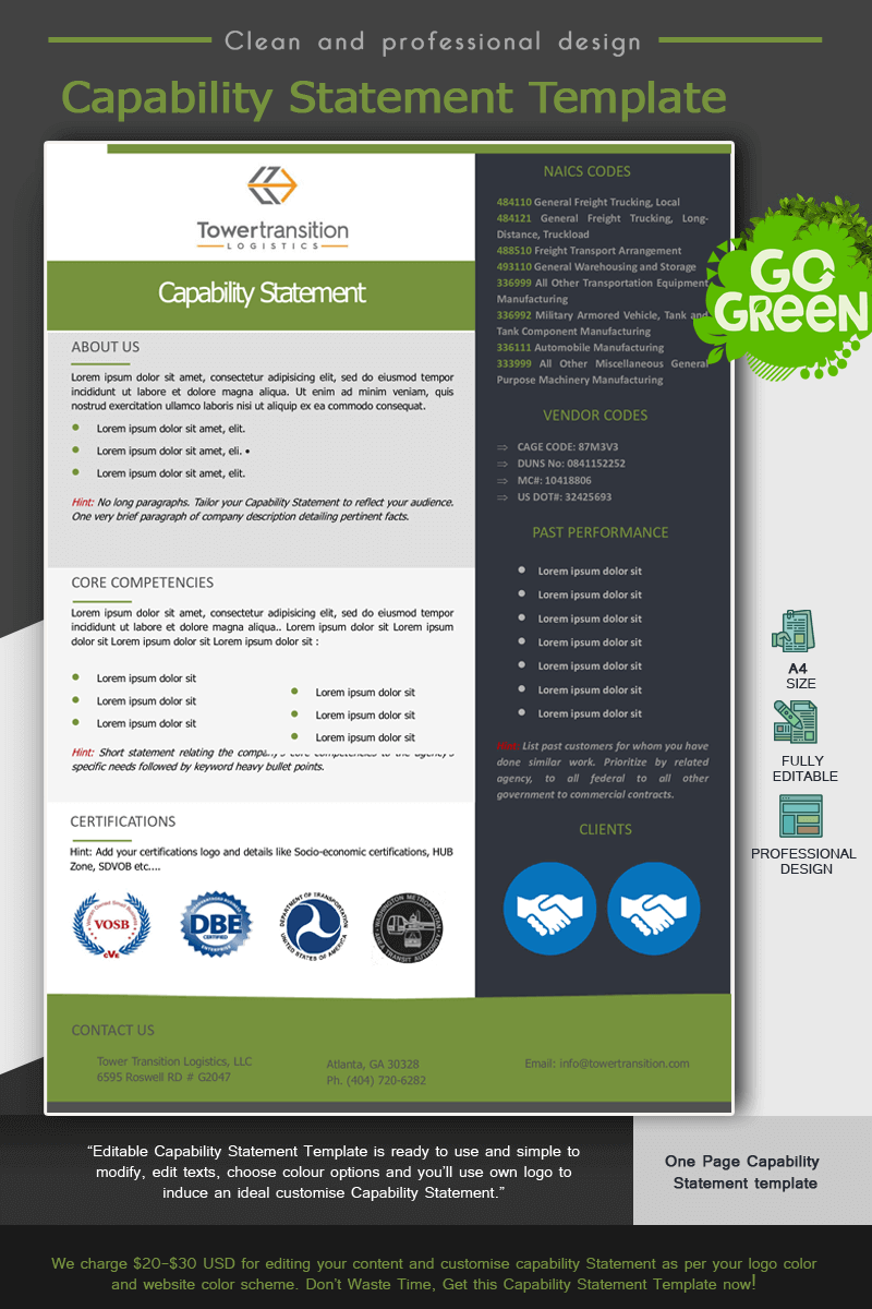 Attractive Capability Statement Template Download Ms Word Format File - Best Gradient Designs in High Resolution