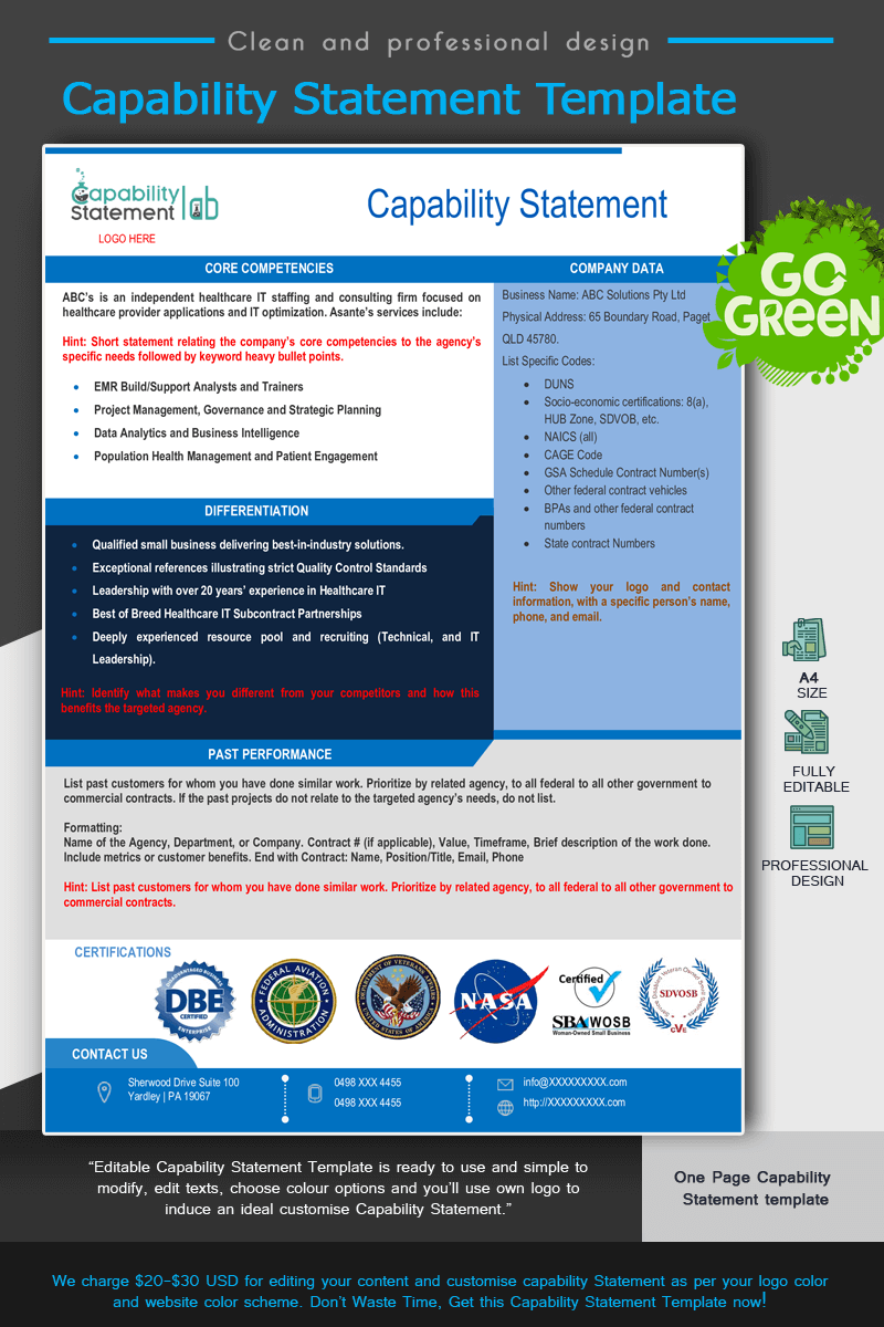 Janitorial Services Capability Statement Template Ms Word Editable - Light Art Collection - 4K Quality