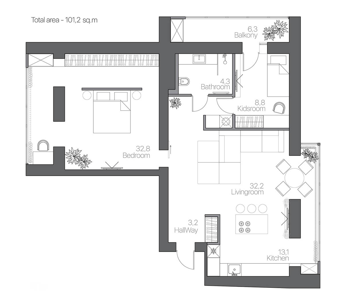 photo Bed Floor Plan interior design ideas