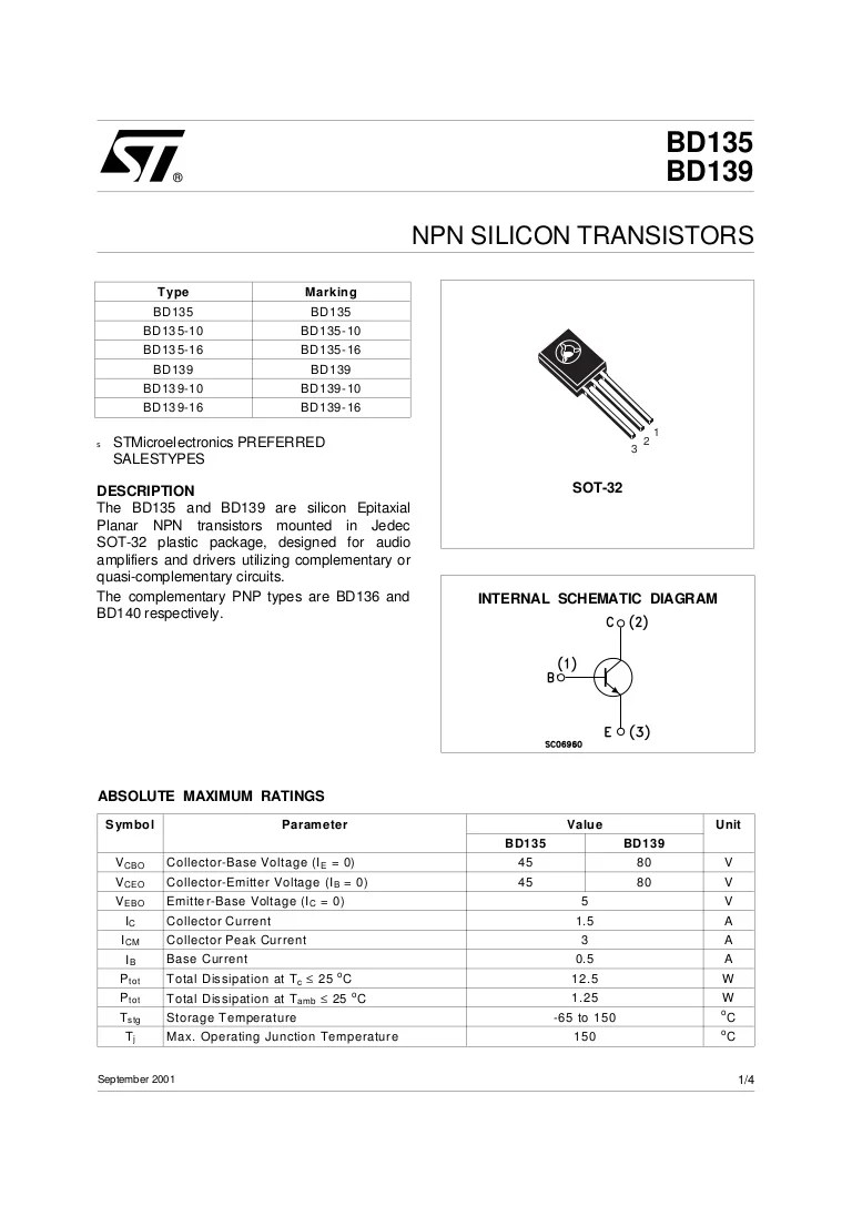 Transistor Tt2206 Datasheet Bd135 Bd139 Transistor Data