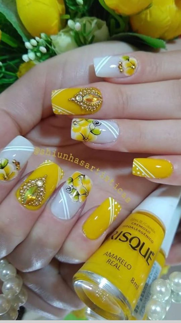 pix Unhas De Gel Decoradas 2020 Amarela clube das unhas