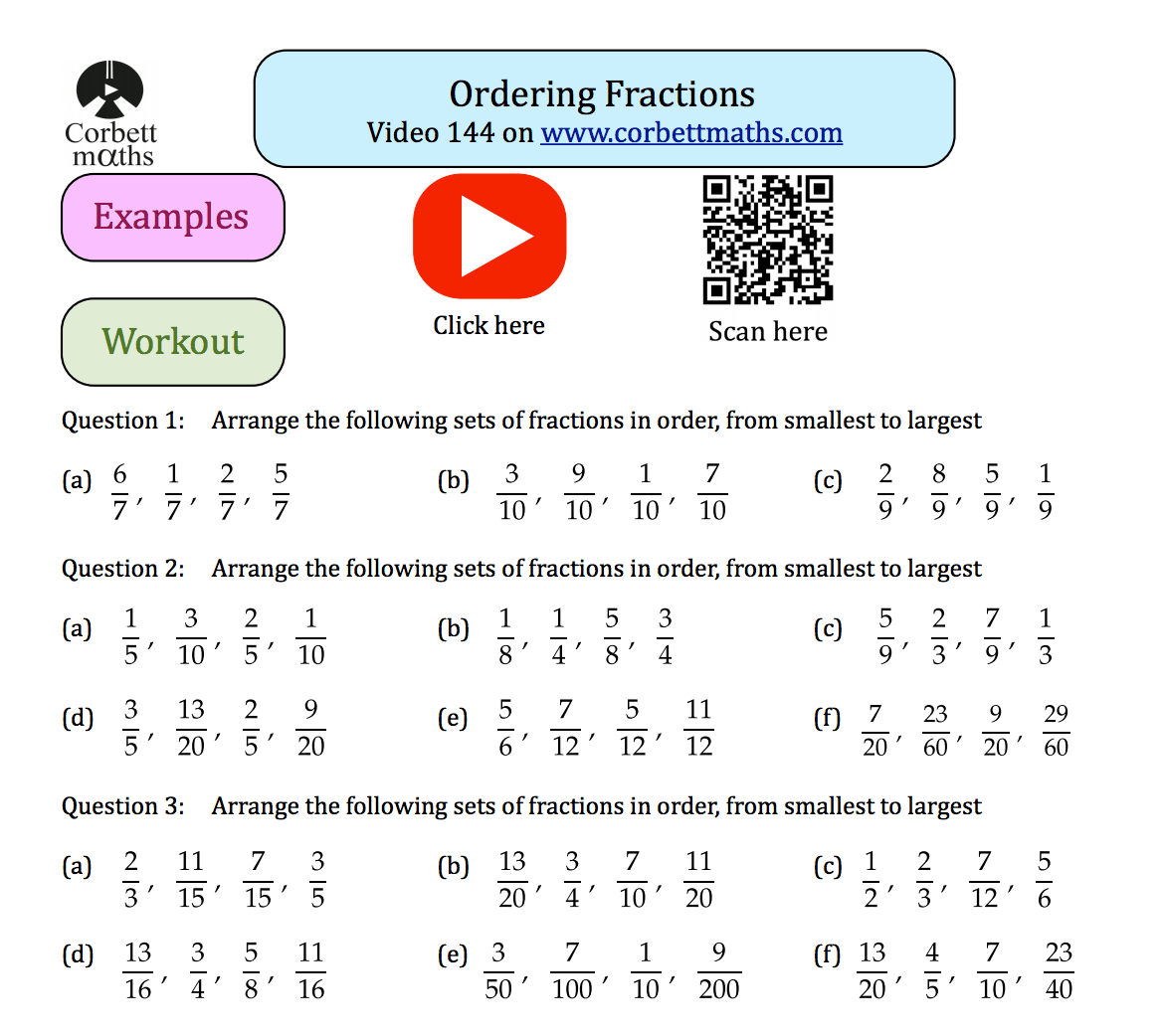 Ordering fractions te