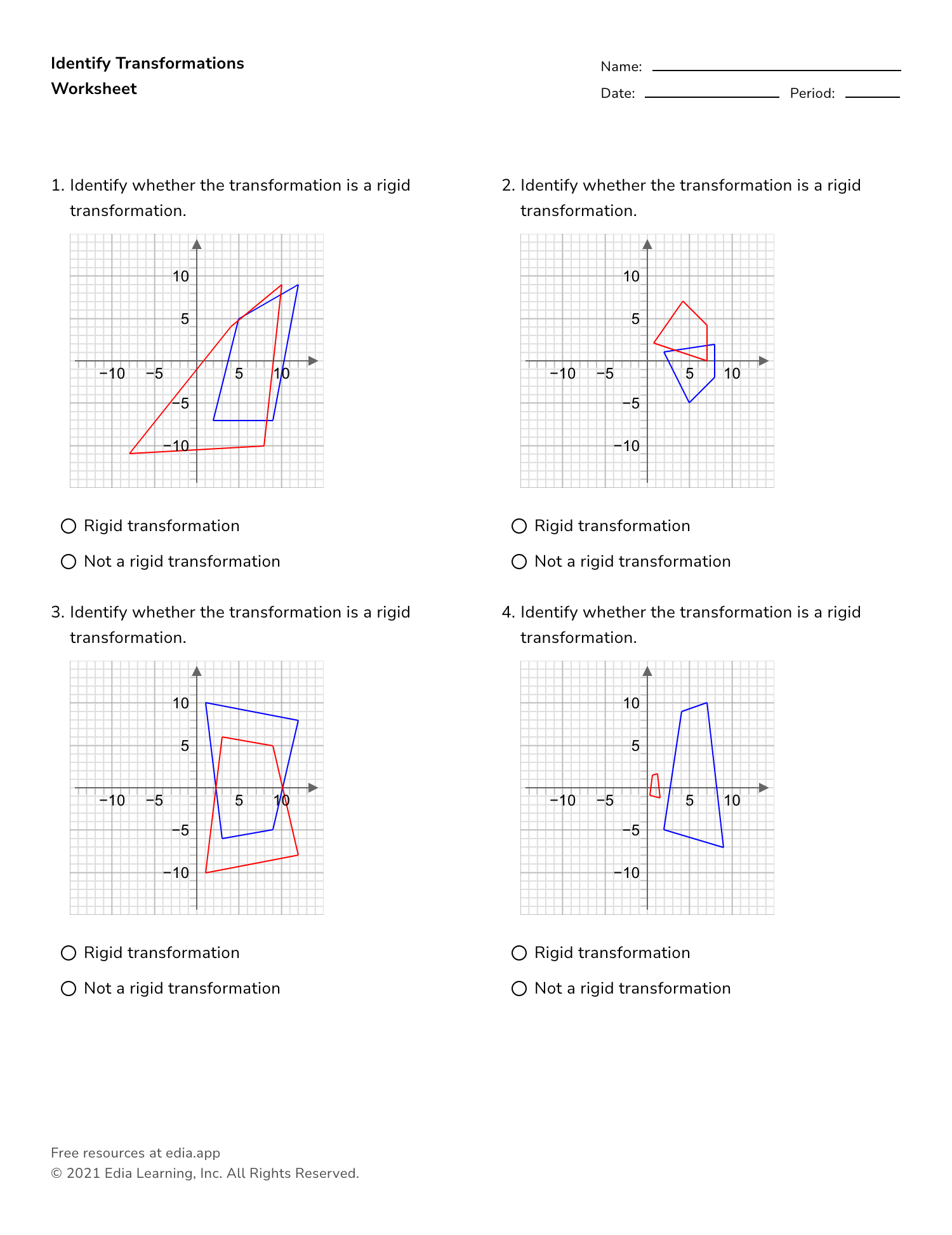 Identify the transformation worksheet