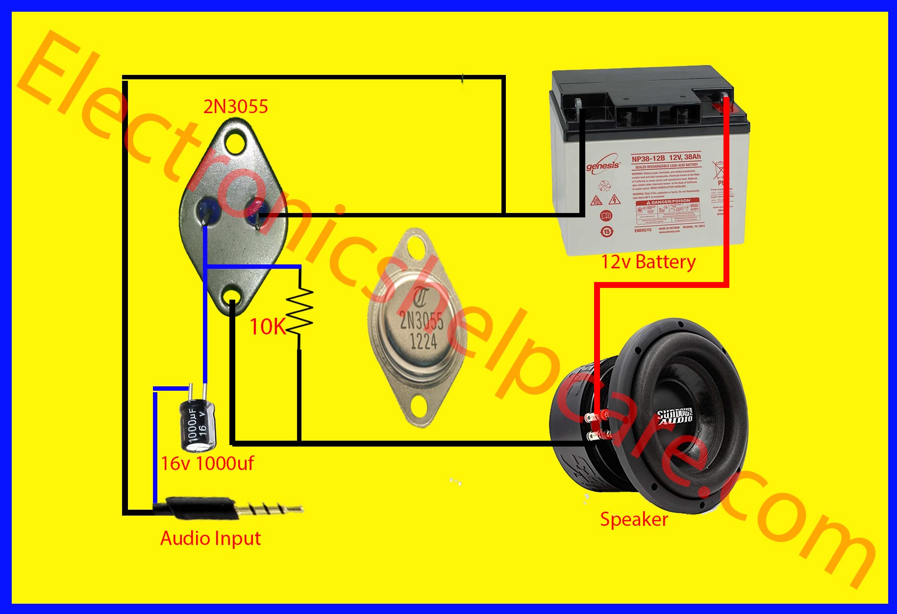 Easy Amplifier Circuit Diagram Using 2n3055 Only