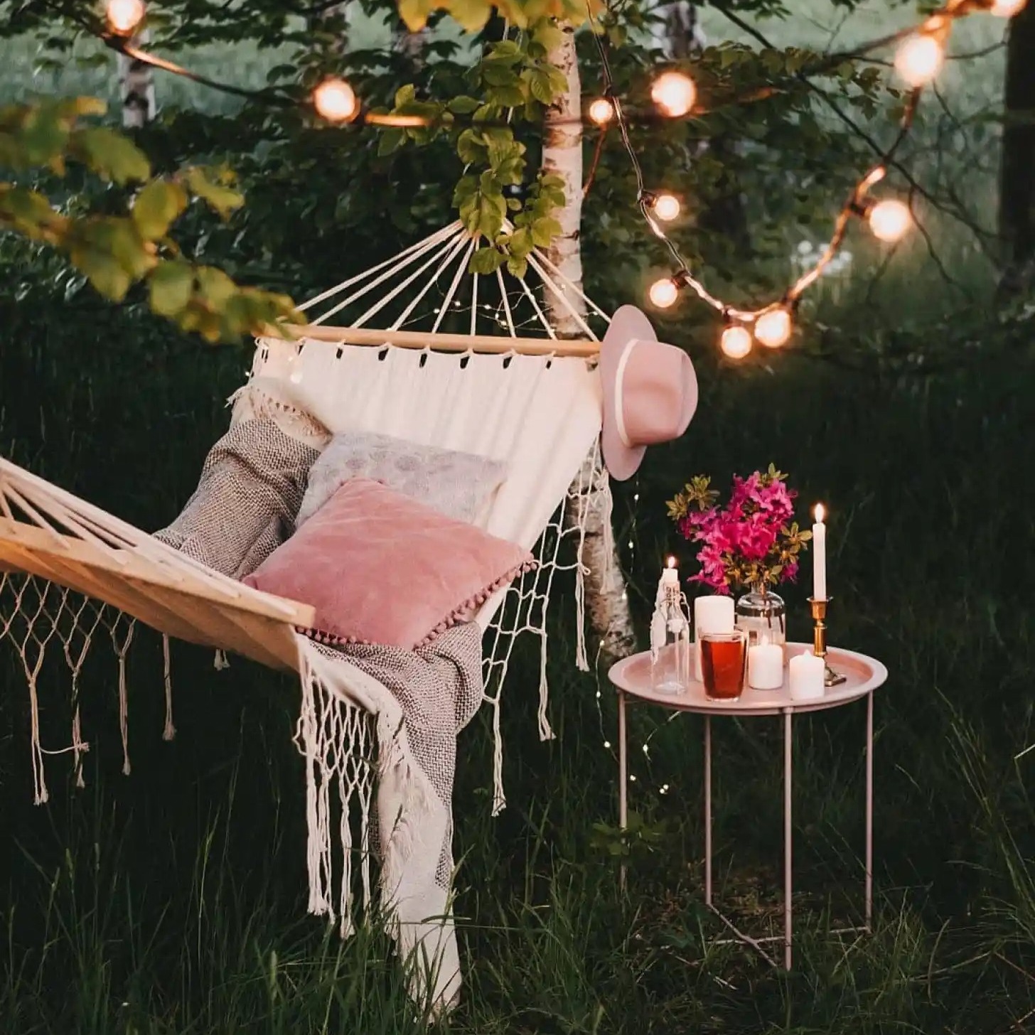 boho backyard hammocks