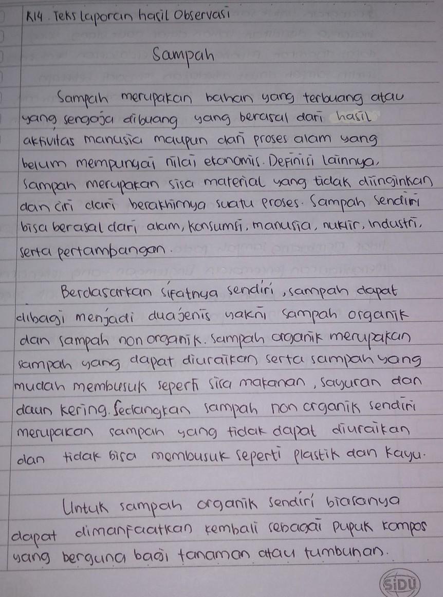 Contoh Laporan Hasil Observasi Benda 