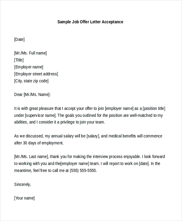 Formal Job Offer Letter Concepciontarlacph Com