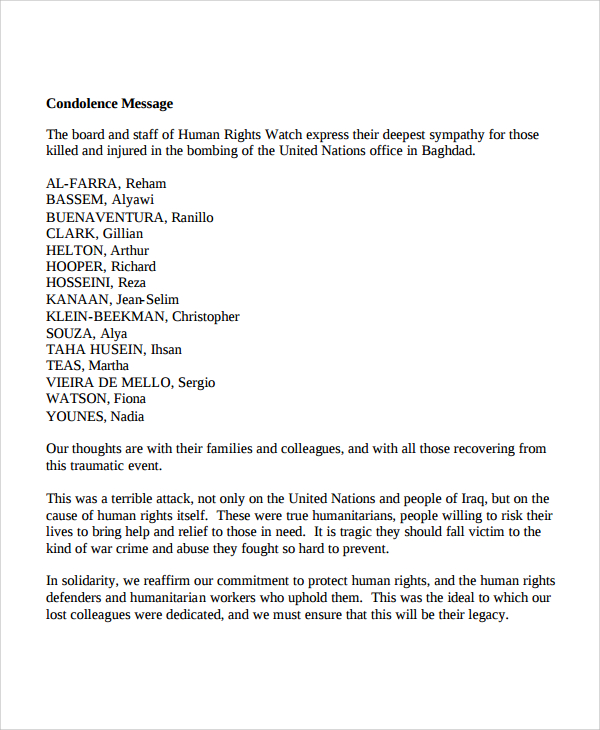 Sample Condolence Message Inspirational Quotes