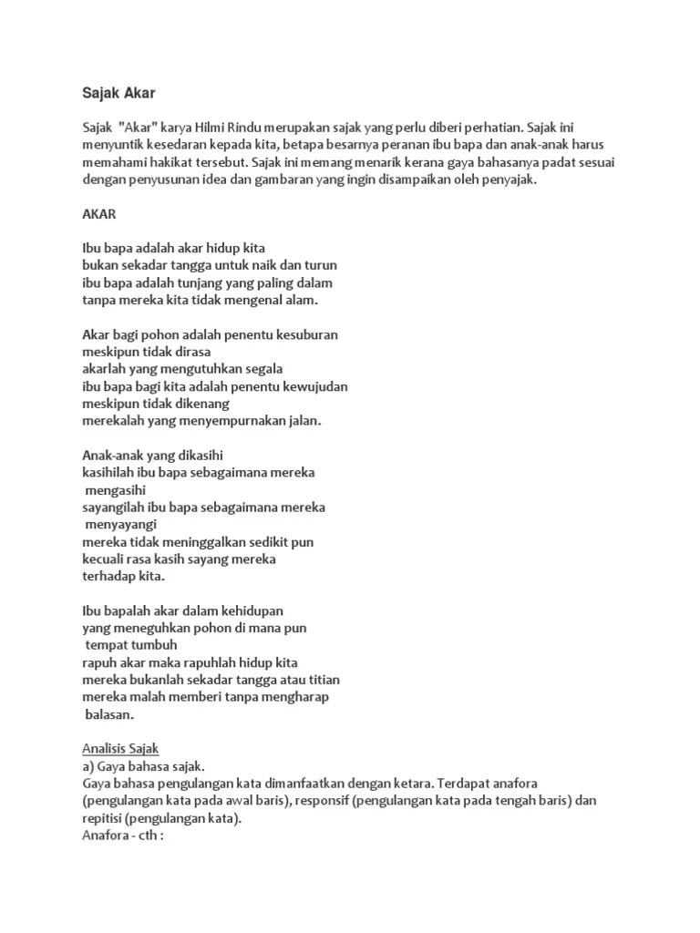 Sajak Ibu Bapa Dan Guru