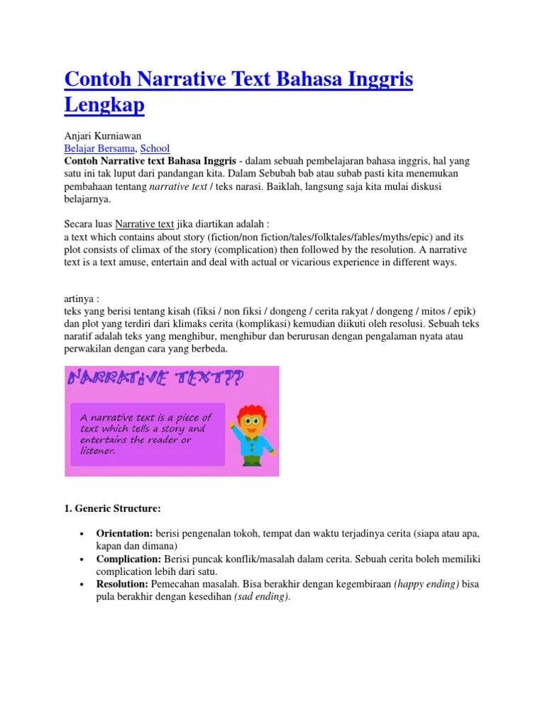 Teks Naratif Bahasa Inggris Pendek