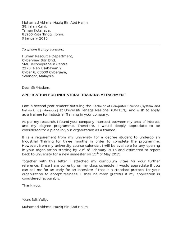 Contoh Surat Rasmi Permohonan Asrama Surat R 