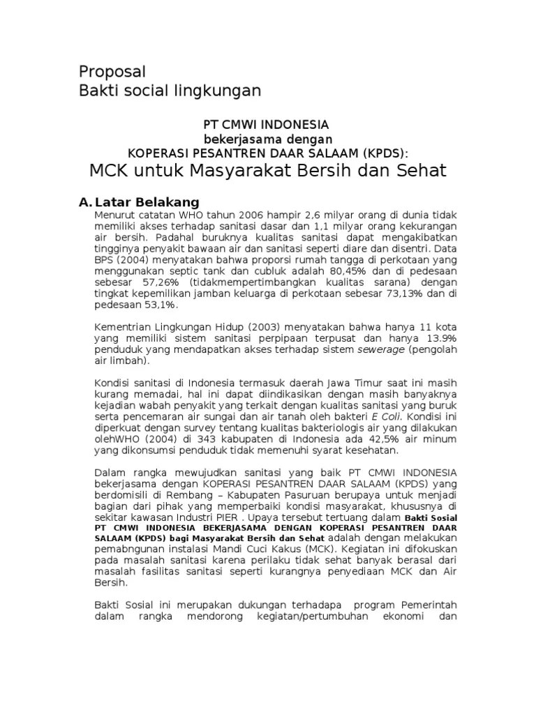 Contoh Proposal Bakti Sosial Di Lingkungan Masyarakat - Revisi Id