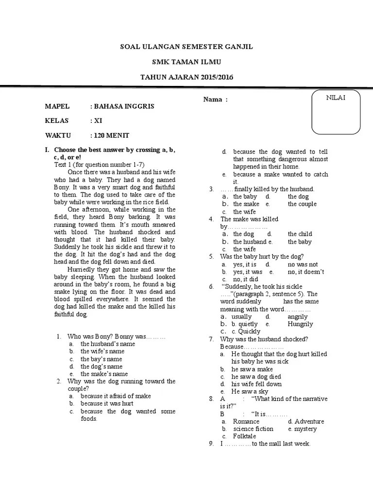 17+Contoh Soal Pilihan Ganda Tentang Lagu Bahasa Inggris