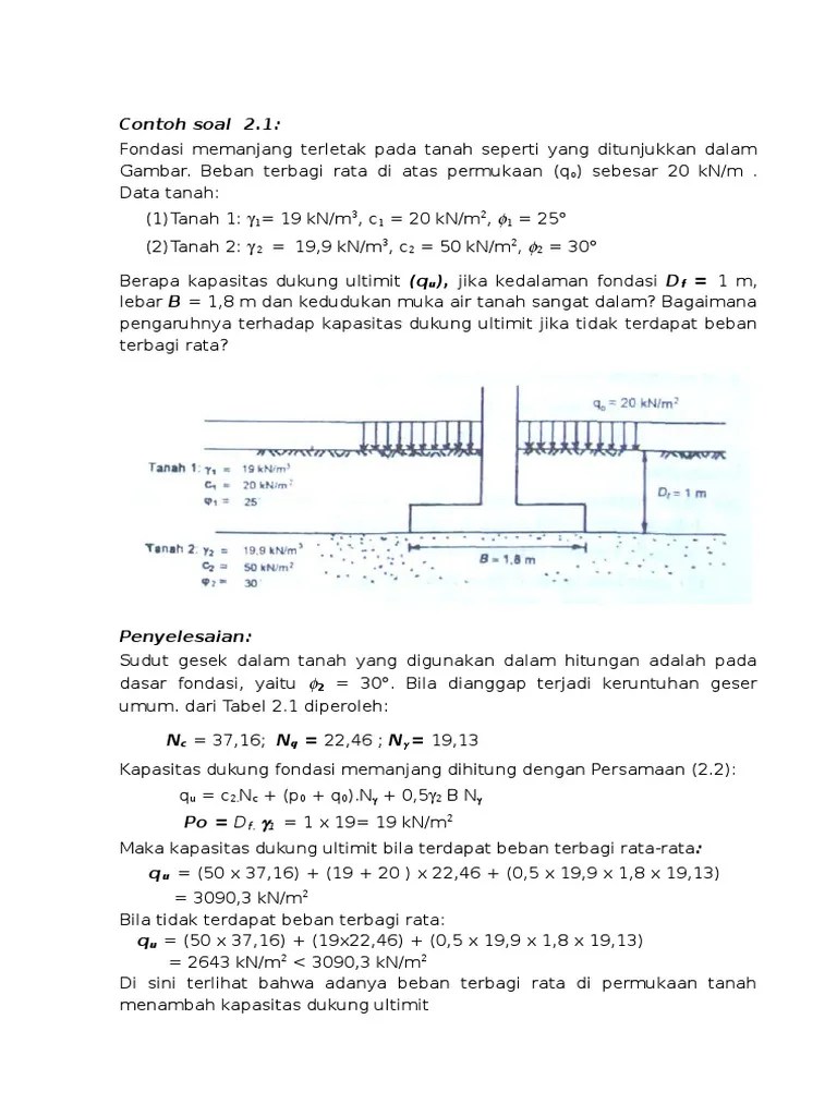 Contoh Soal Rekayasa Pondasi 2