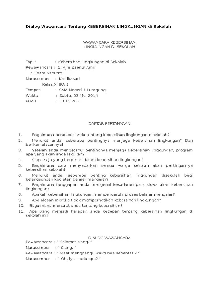Wawancara Tentang Kebersihan Lingkungan – Beinyu.com