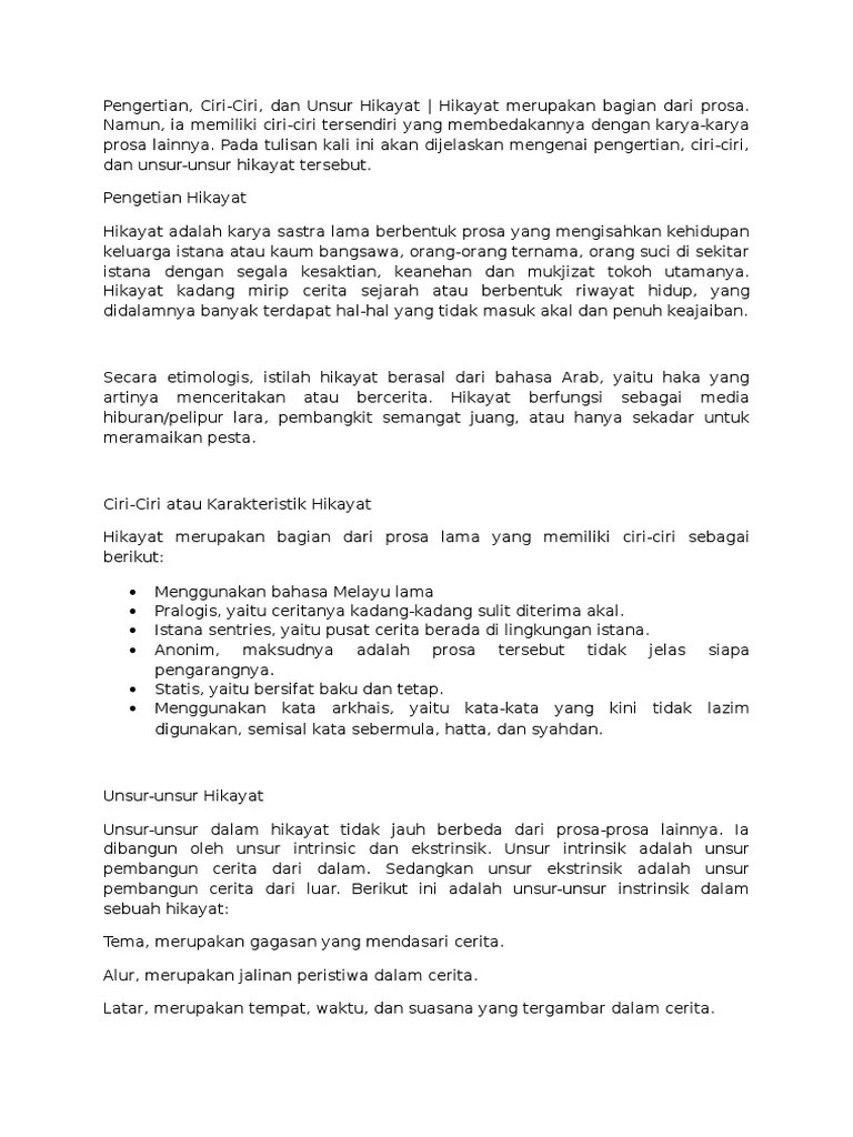 Contoh Cerita Hikayat Singkat Brainly