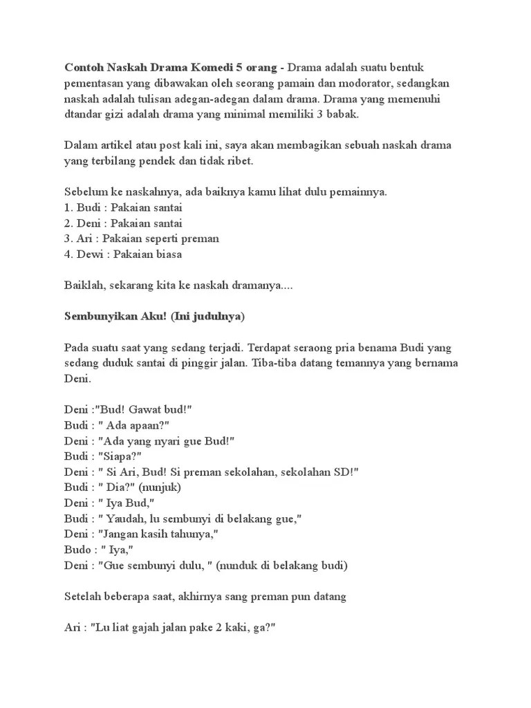 Contoh Drama Fabel 5 Orang