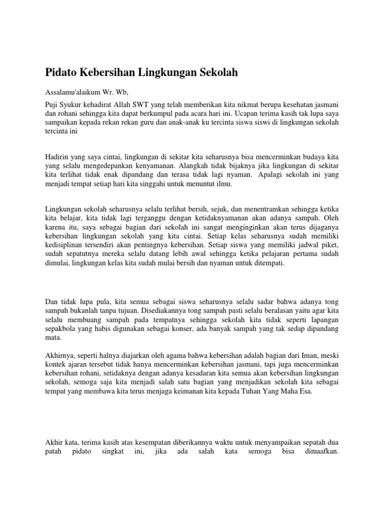 Contoh Pidato Bertema Kebersihan Lingkungan Sekolah // Kumpulan Contoh  Terbaru