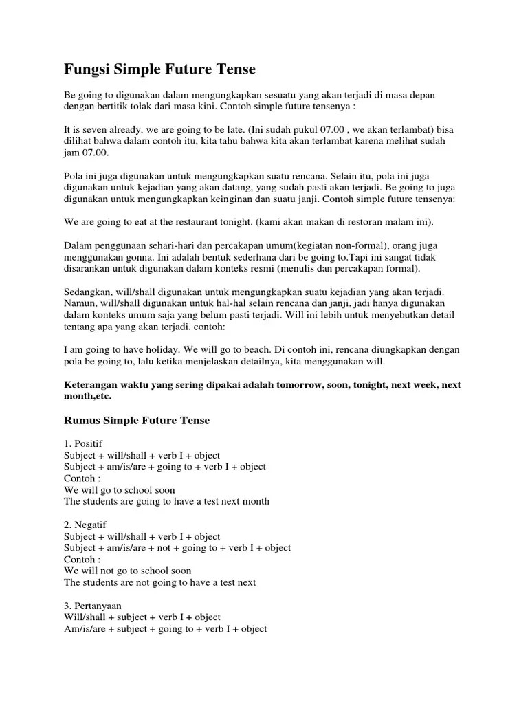 Contoh Soal Pilihan Ganda Bahasa Inggris Future Tense