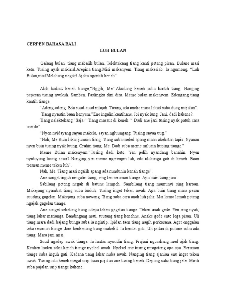Contoh Cerpen Bahasa Bali Dan Unsur Intrinsiknya
