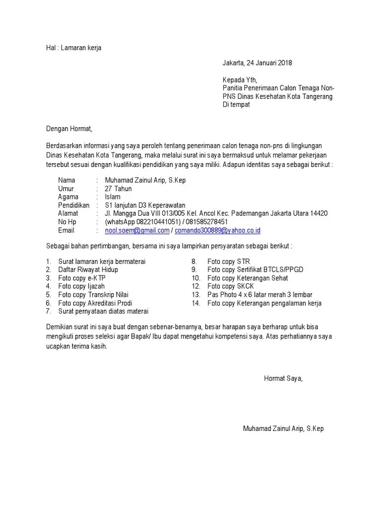 Contoh surat lamaran kerja perawat di berbagai tempat. Contoh Surat Lamaran Kerja Dinas Kesehatan Surat Cute766