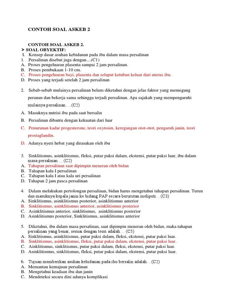 Contoh Soal Dan Jawaban Konsep Kebidanan