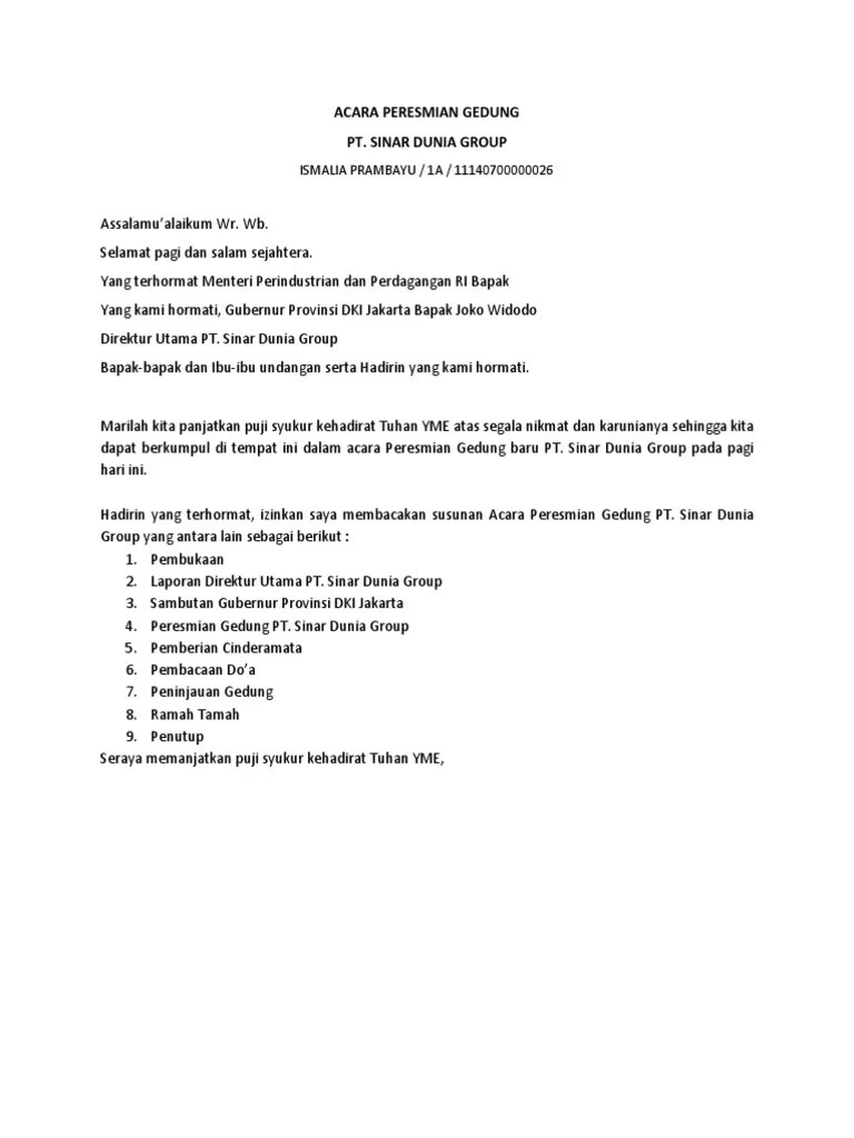 Kumpulan Contoh Susunan Acara Peresmian Gedung Baru - Kumpulan Contoh Teks  MC