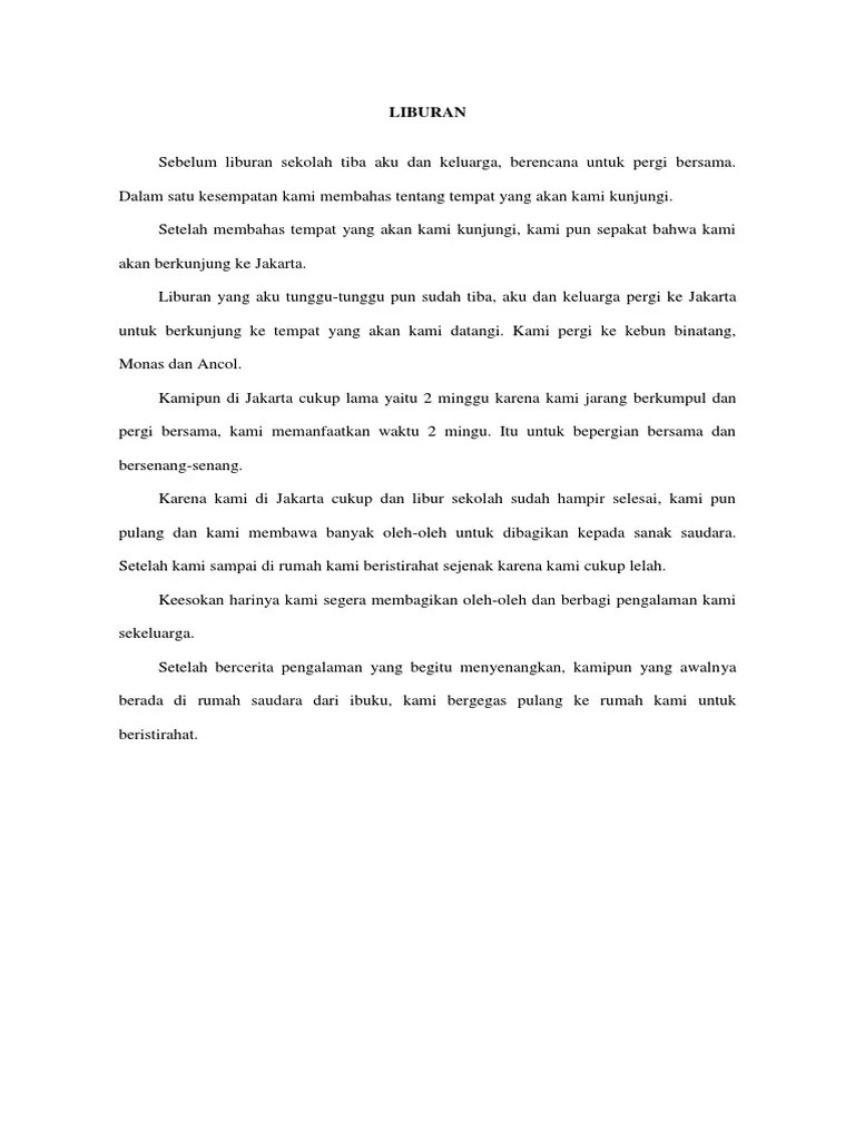 Contoh Kerangka Karangan Tentang Liburan Mudah 14 Contoh Karangan Narasi.