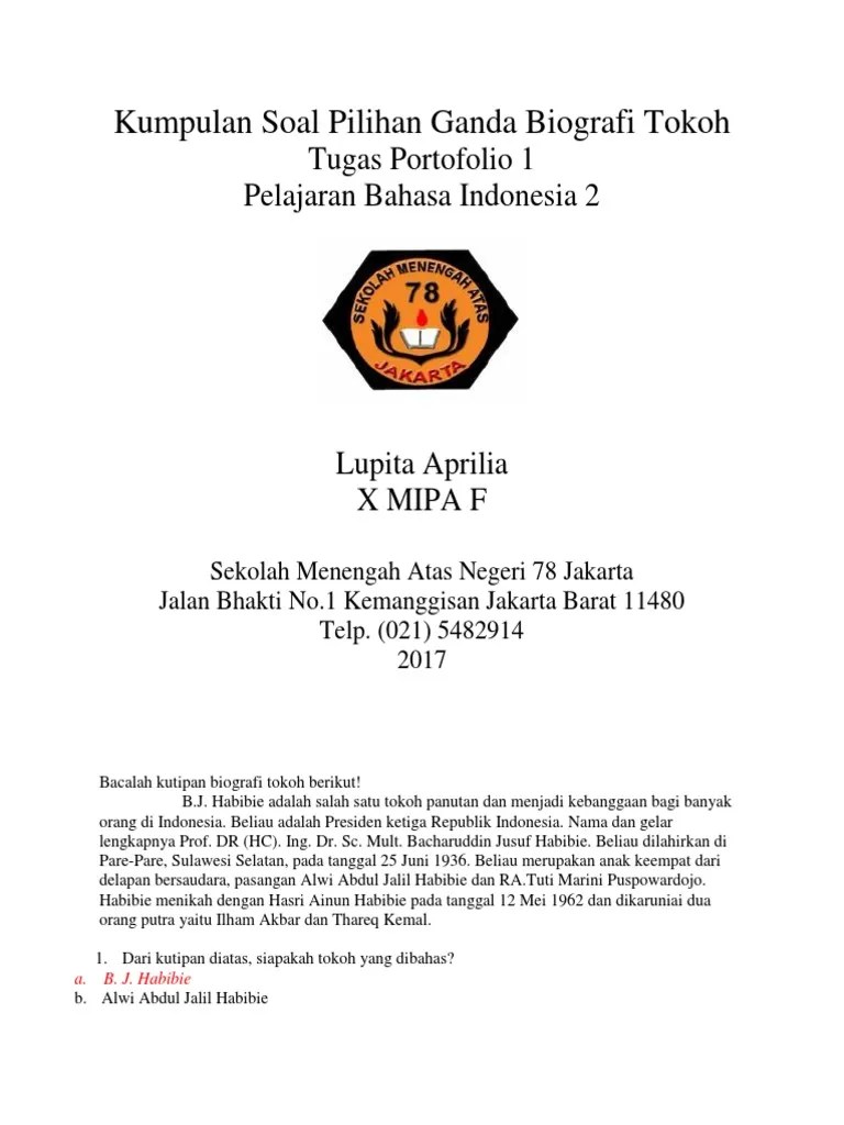 Contoh Biography Text Beserta Soal Pilihan Ganda Dan Jawaban