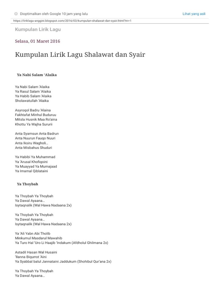 Lirik Sholawat Sufna Yuna - Download Lagu Marawis Nawarti Ayyami : Nawarti  ayyami anissa sabyan gambus live perfom.