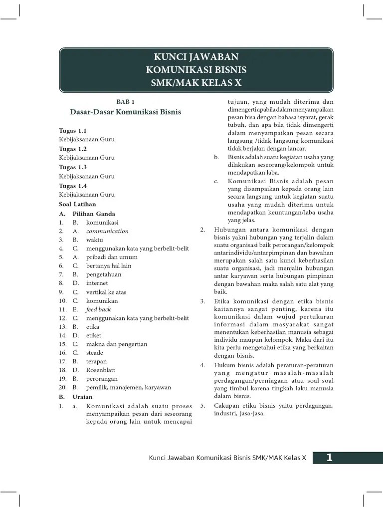 Soal Essay Komunikasi Bisnis Smk Kelas X – Beinyu.com