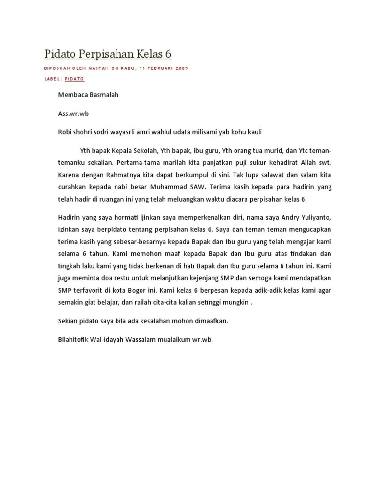 Pidato Perpisahan Untuk Kakak Kelas 9 – Lakaran