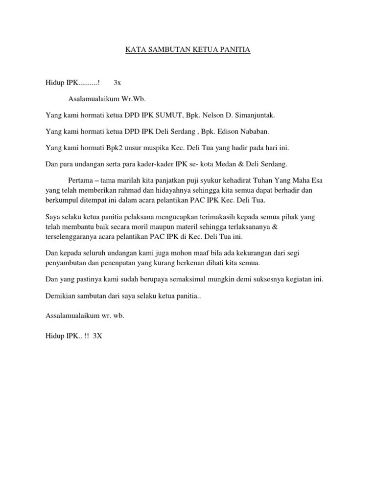 Contoh Teks Sambutan Ketua Panitia Maulid Nabi – Sedang