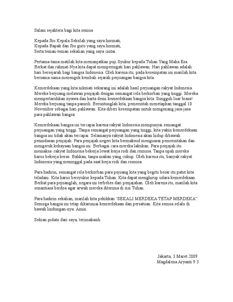 Contoh Pidato Hari Pahlawan Untuk Anak Sd // Kumpulan Contoh Terbaru