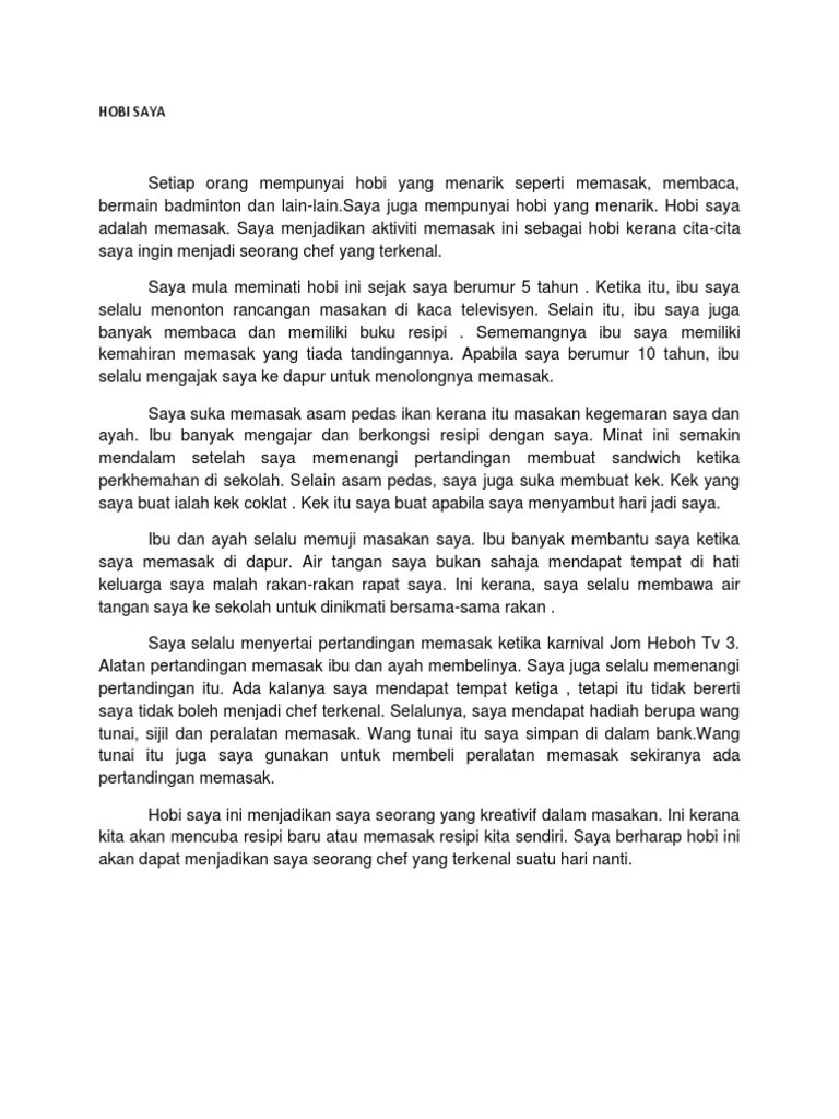 Tercepat Karangan Pendek Pt3 Tentang Hobi Saya
