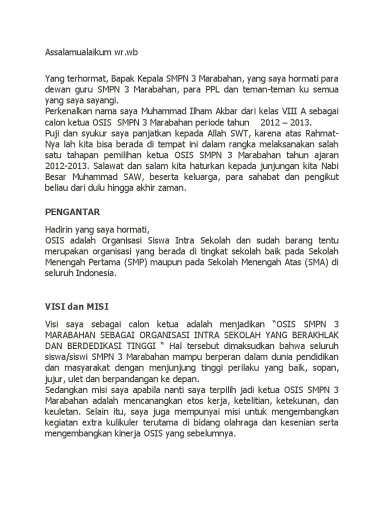 Contoh Pidato Calon Ketua Osis Beserta – Beinyu.com