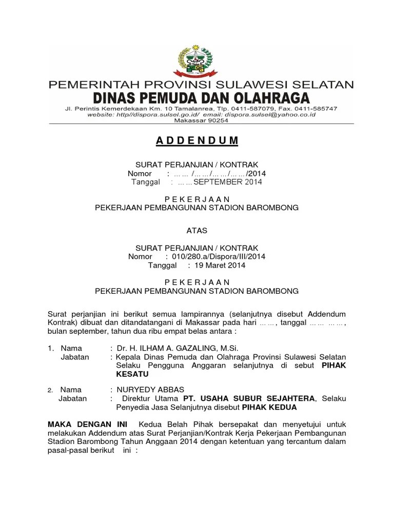 Yuk Simak Contoh Addendum Perpanjangan Kontrak [Terbaru] - Cek Contoh  Terbaik