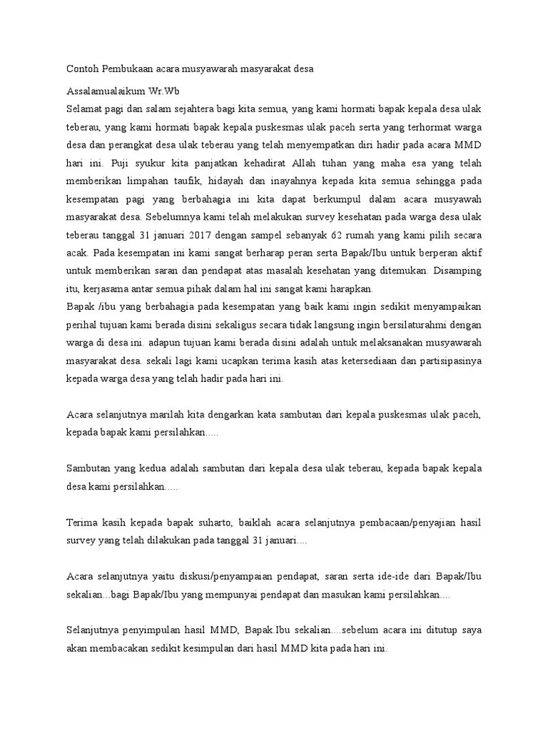 Contoh Naskah Pembawa Acara Rapat Rt - Delinews Tapanuli