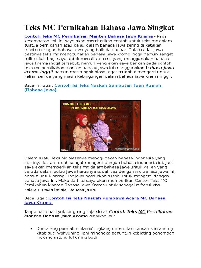 Contoh Pidato Bahasa Jawa Tentang Pernikahan // Kumpulan Contoh Terbaru