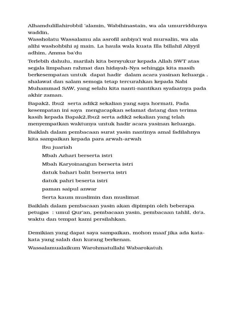 Sambutan Tuan Rumah Acara Yasinan - Edu Github