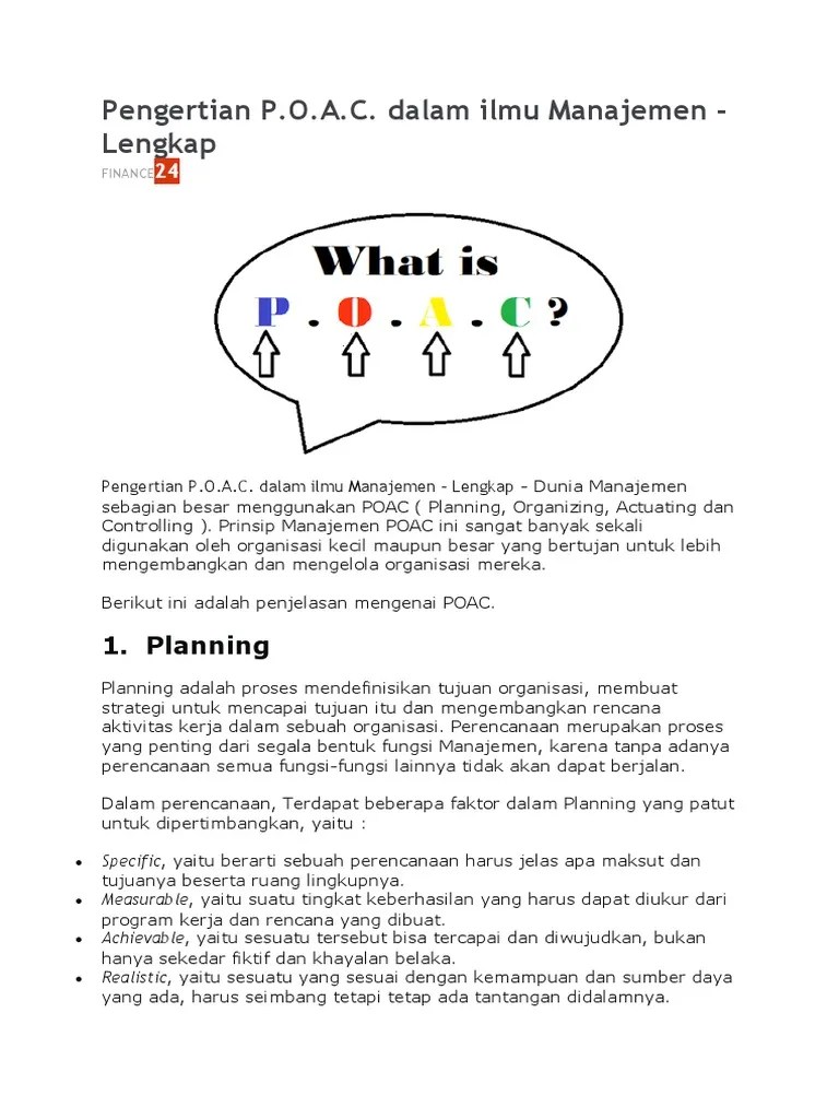 Contoh Planning Organizing Actuating Controlling Dalam Perusahaan – Sekali