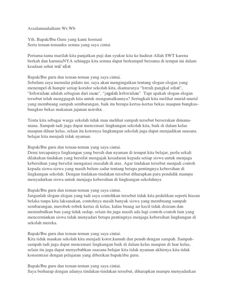 Contoh Pidato Tentang Lingkungan Sehat – Rasanya