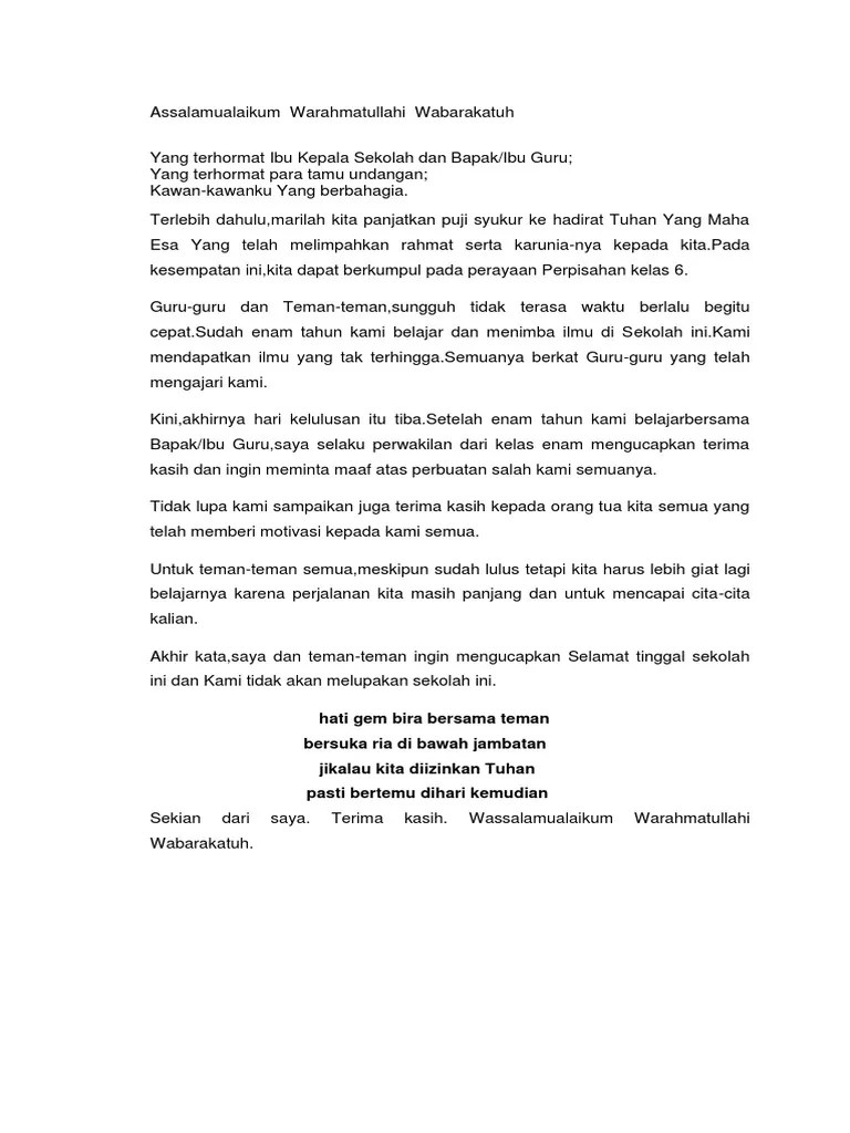 Contoh Pidato Bahasa Sunda Tentang Perpisahan Kelas 6