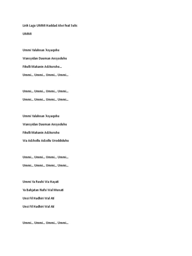 Chord Lagu Ummi Haddad Alwi