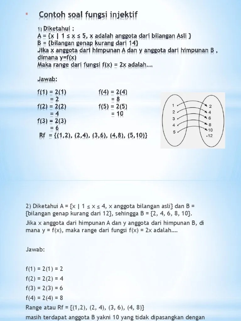 Kumpulan Soal Fungsi Injektif – Beinyu.com