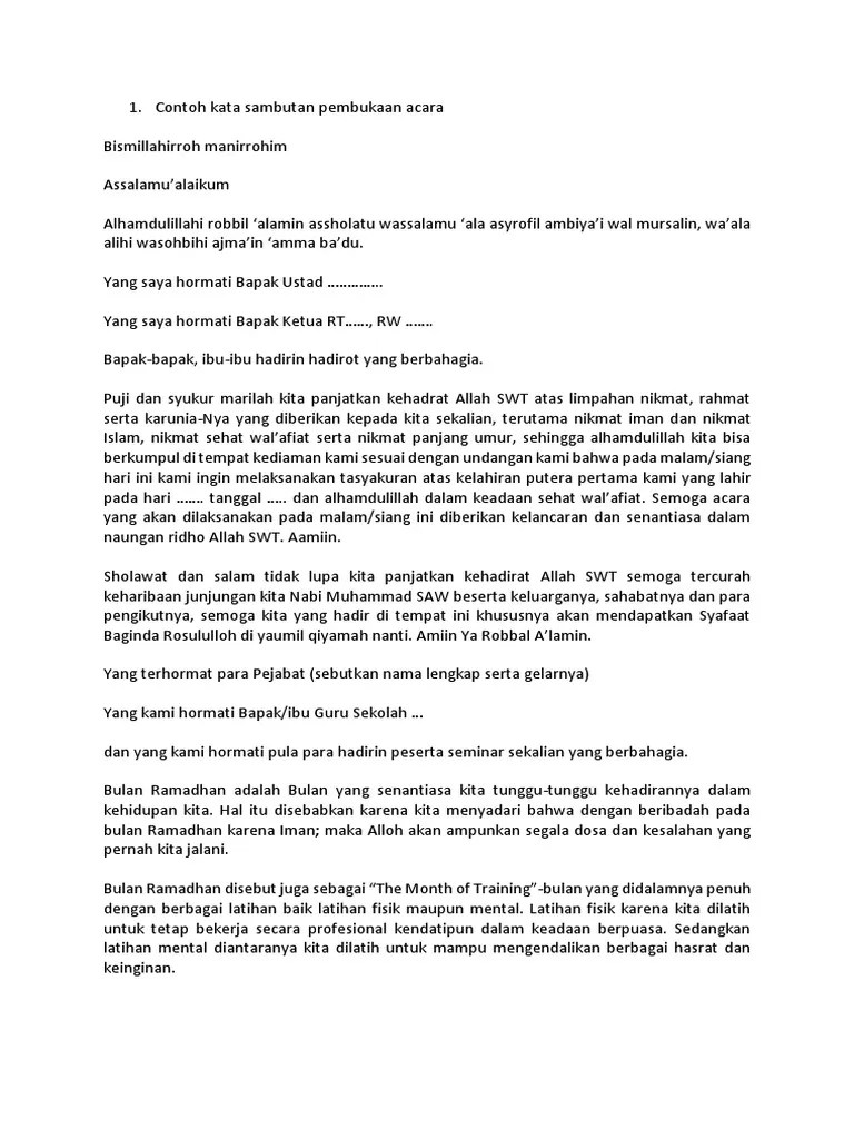 Lihat 15+ Contoh Kata Sambutan Pembukaan Acara Pelatihan [Terlengkap] |  Contoh Soal by Cahyono